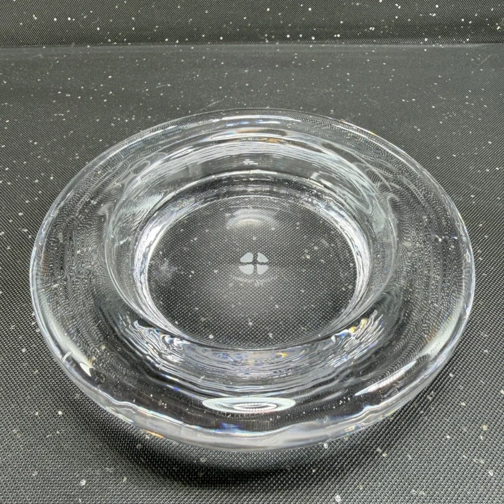Simon Pearce Clear Glass Wine Bottle Coaster Votive Dish Bowl Thick Heavy Glass